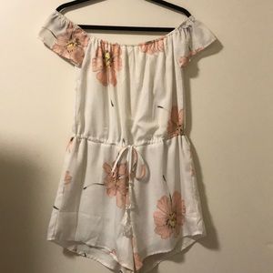 Flower printed, off the shoulder, romper